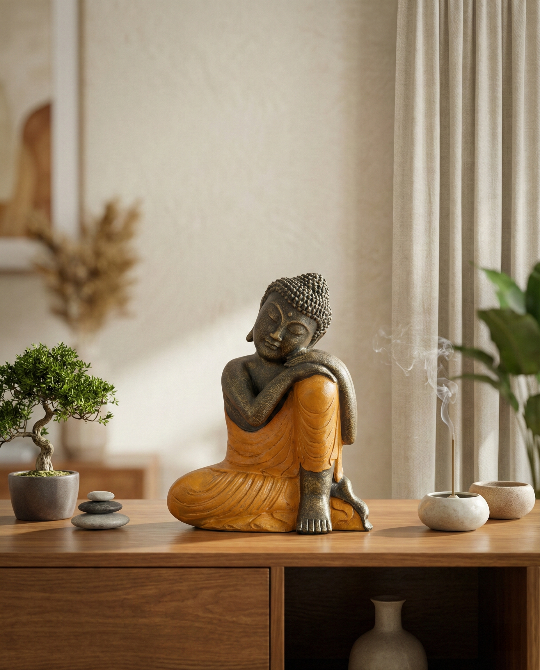 Closed Eye Buddha Resting On Knee H30 - Image 5