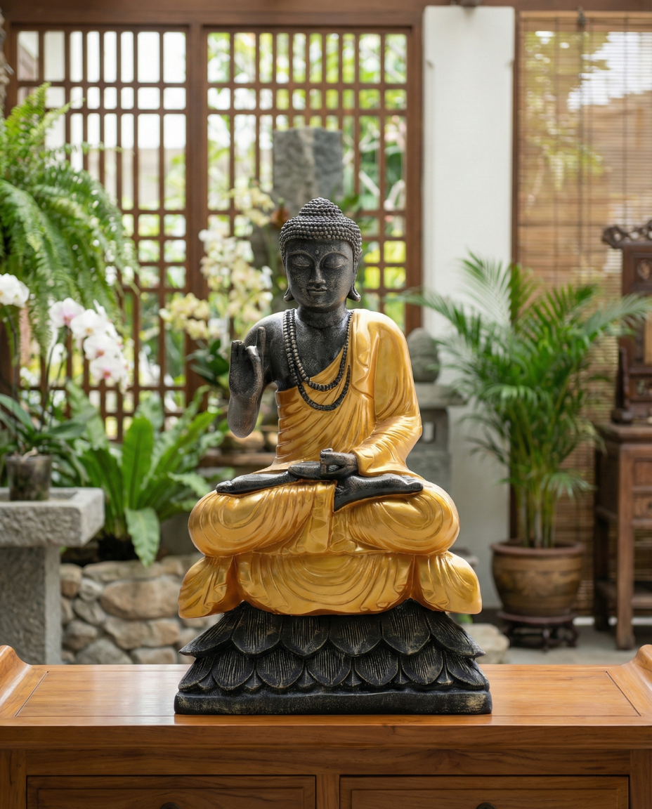 Sitting Buddha Lotus With Necklace H100
