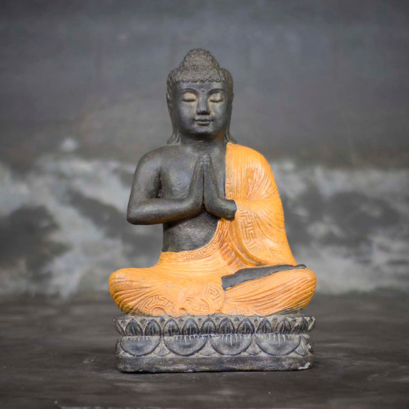 Sitting Buddha With Hands In Prayer Sun Orange BD70