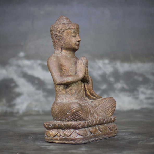 Sitting Buddha With Hands In Prayer Gold Black BD70 - Image 2