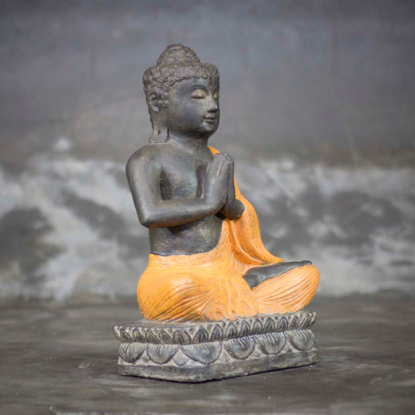 Sitting Buddha With Hands In Prayer Sun Orange BD70 - Image 2