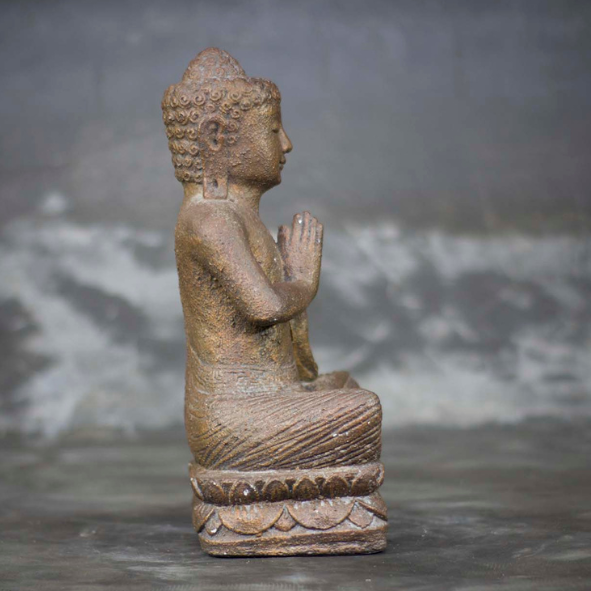 Sitting Buddha With Hands In Prayer Gold Black BD70 - Image 3