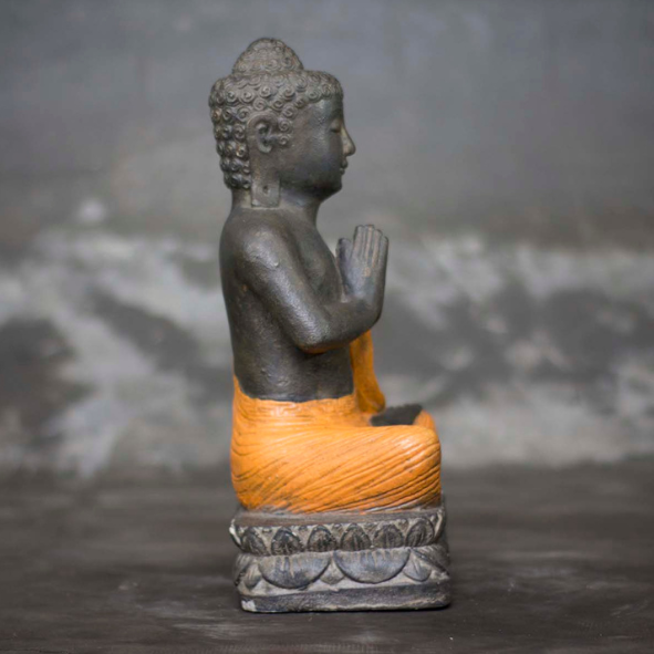 Sitting Buddha With Hands In Prayer Sun Orange BD70 - Image 3