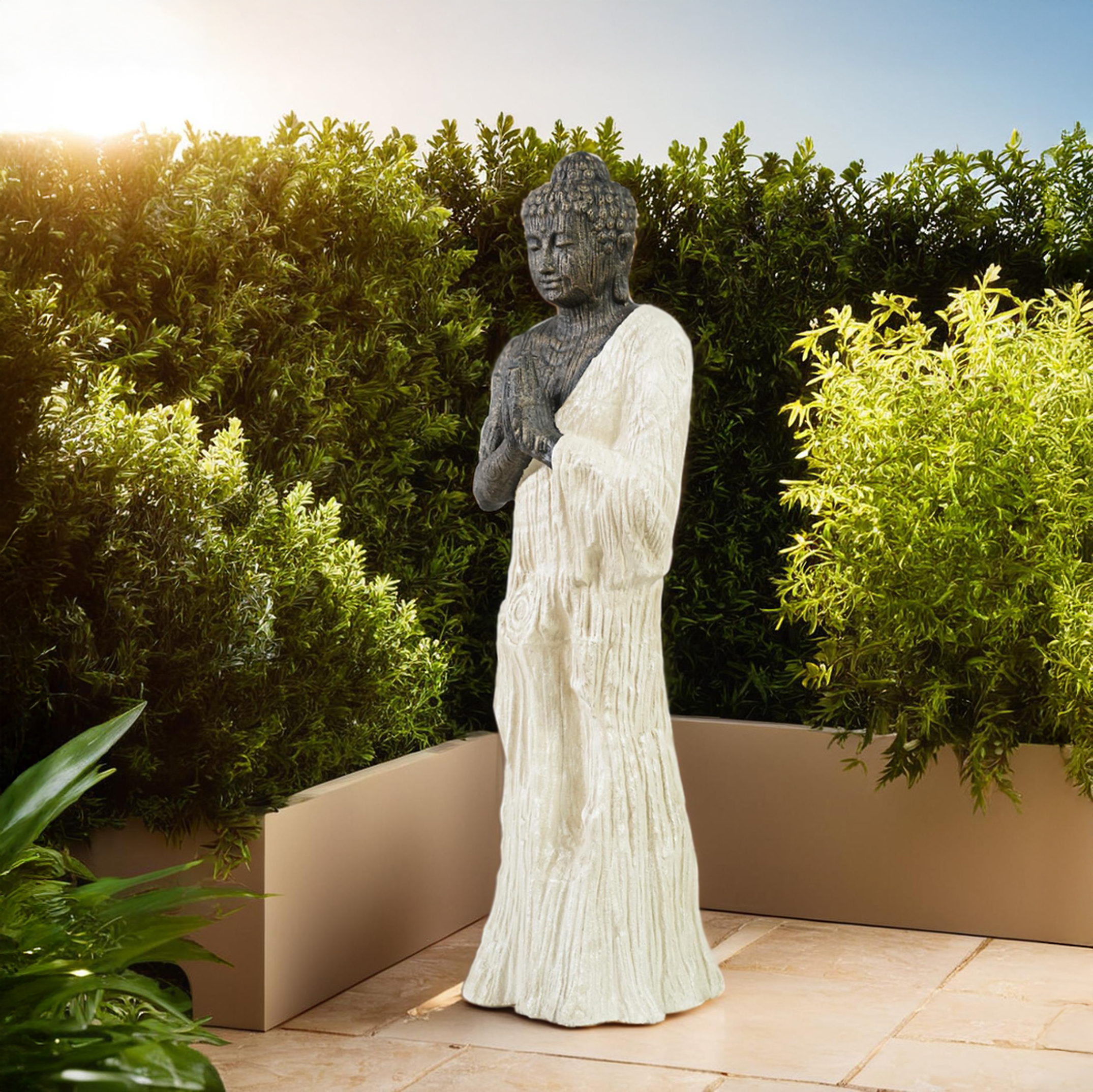 Standing Buddha Motif Wood H 175 - Image 3