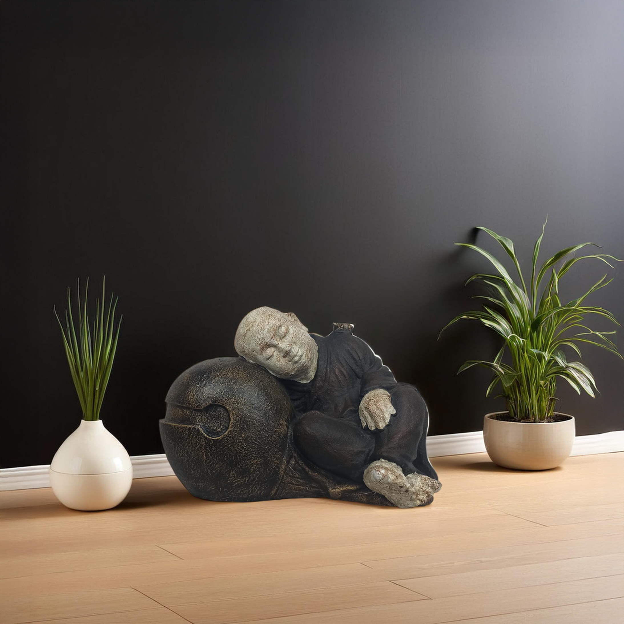 Bald Buddha Sleeping On Cloth Sack H43 - Image 2
