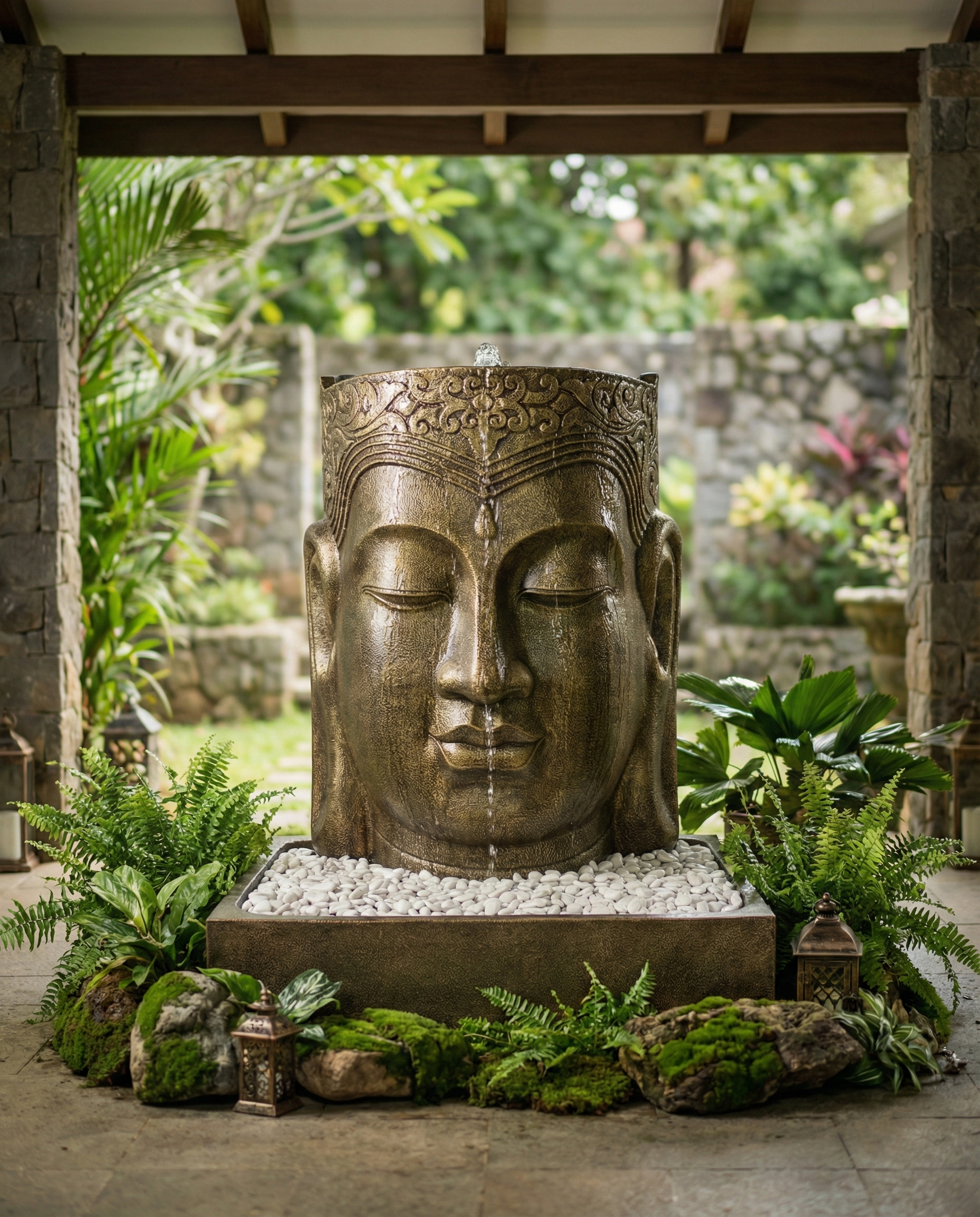 Water Fountain Face Buddha H100 - Image 2