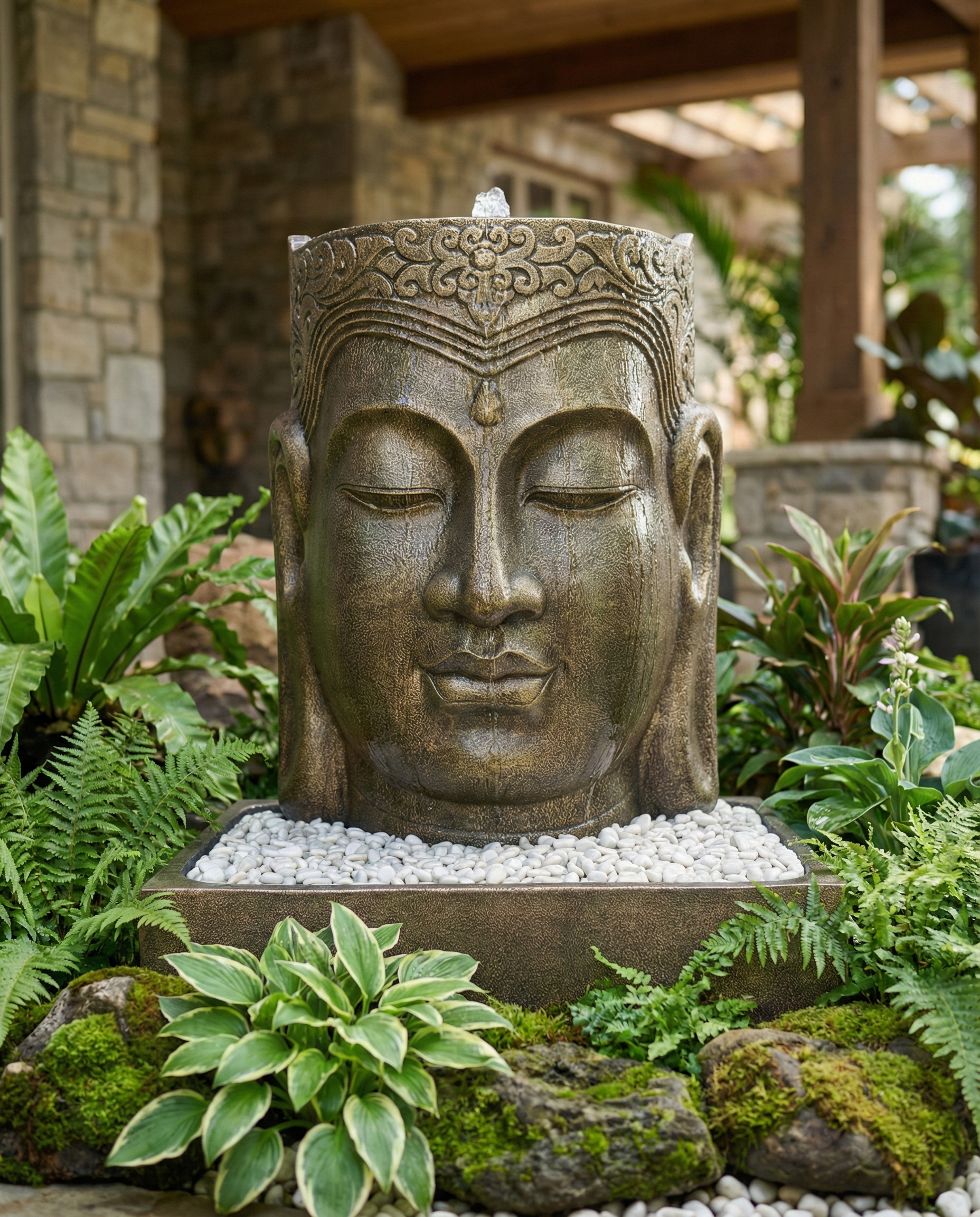 Water Fountain Face Buddha H100
