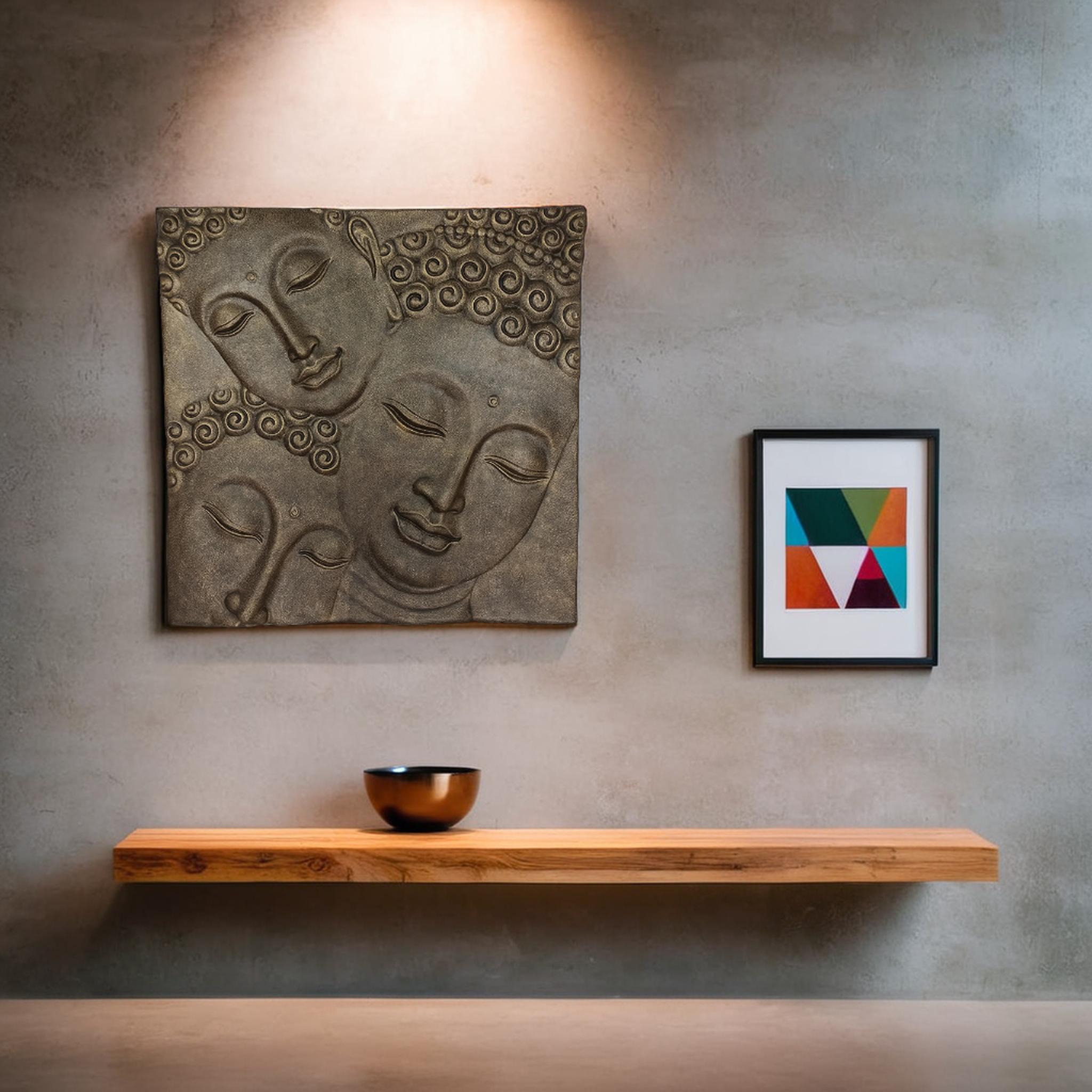 Relief 3 Head Buddha 120X120X15 - Image 2