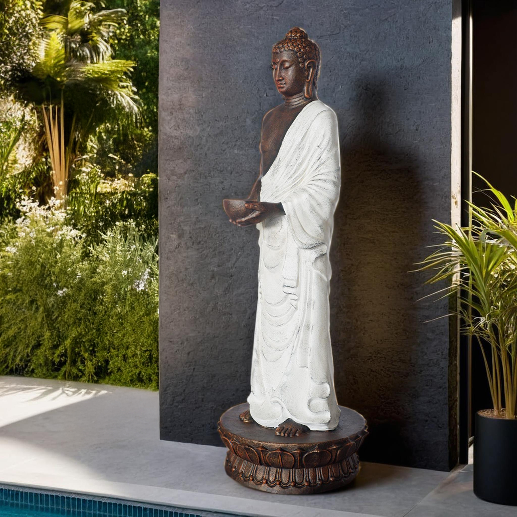 Standing Closed Eye Buddha Holding Cup H.180 cm - Image 2