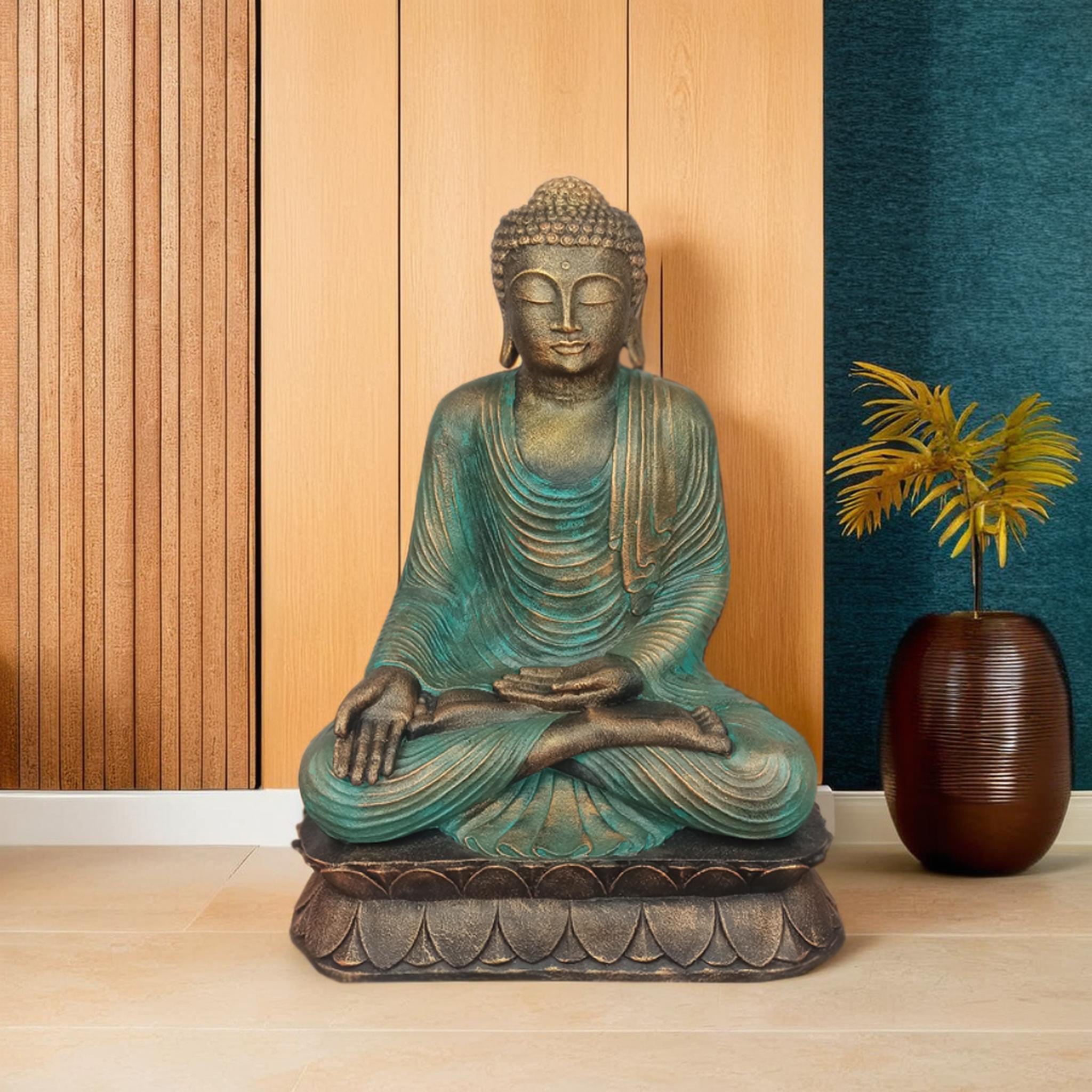 Sitting Buddha Opened Hand On Knee H.100 cm - Image 2