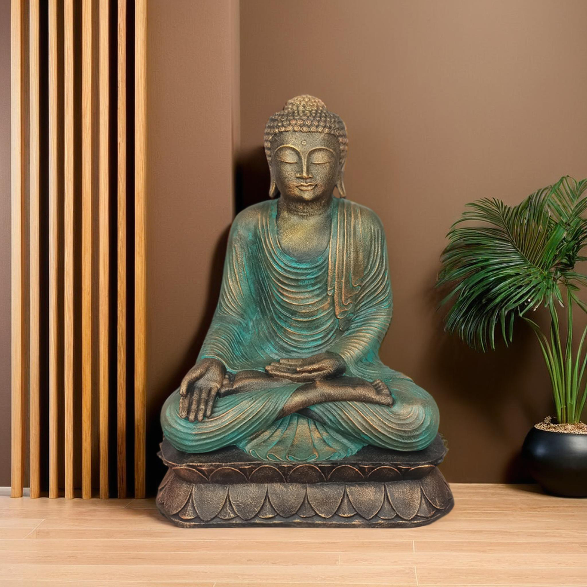 Sitting Buddha Opened Hand On Knee H.100 cm - Image 4