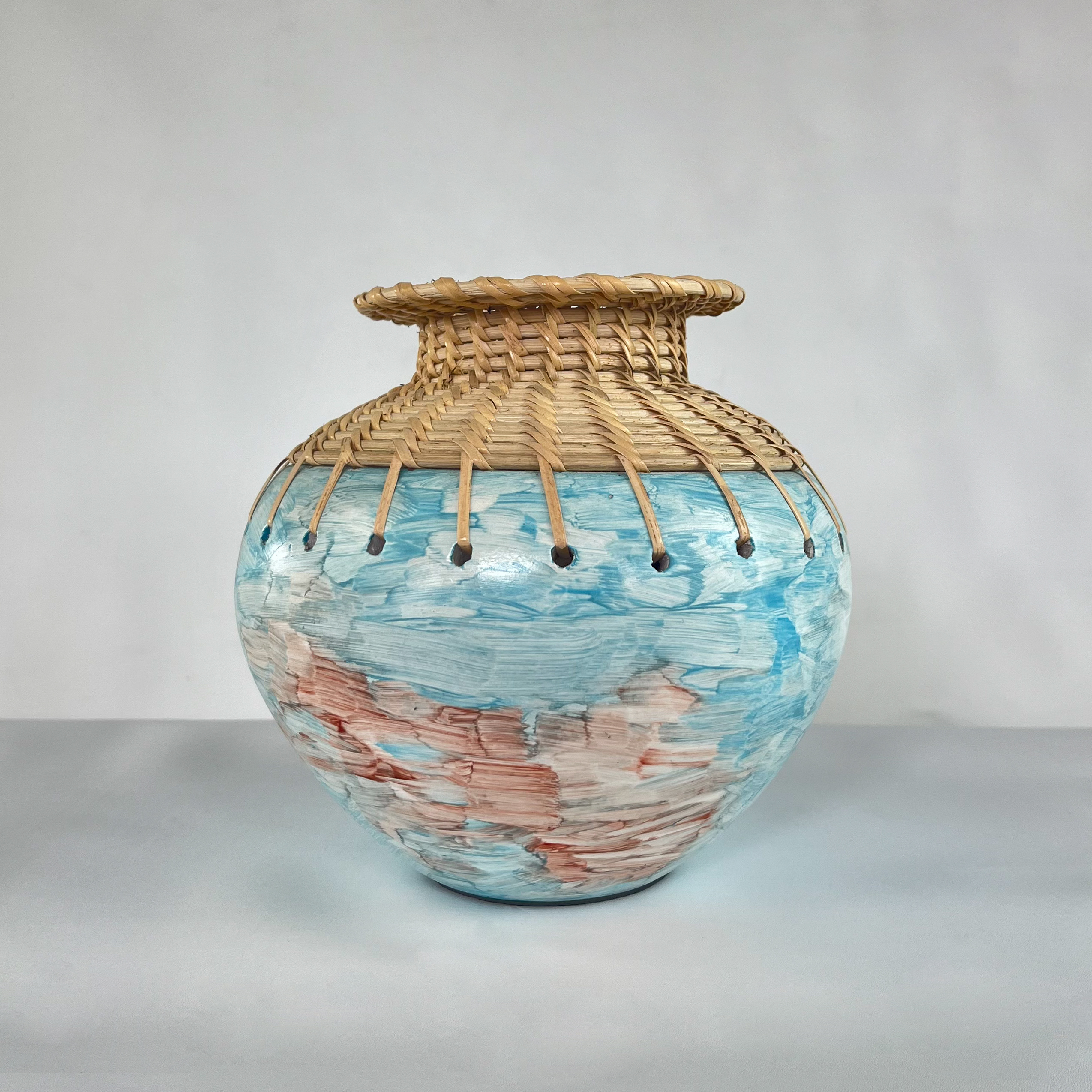 "Lombok" Handcrafted Rattan & Ceramic Vase | Global Eclectic Decor Vase | SV03 - Image 5