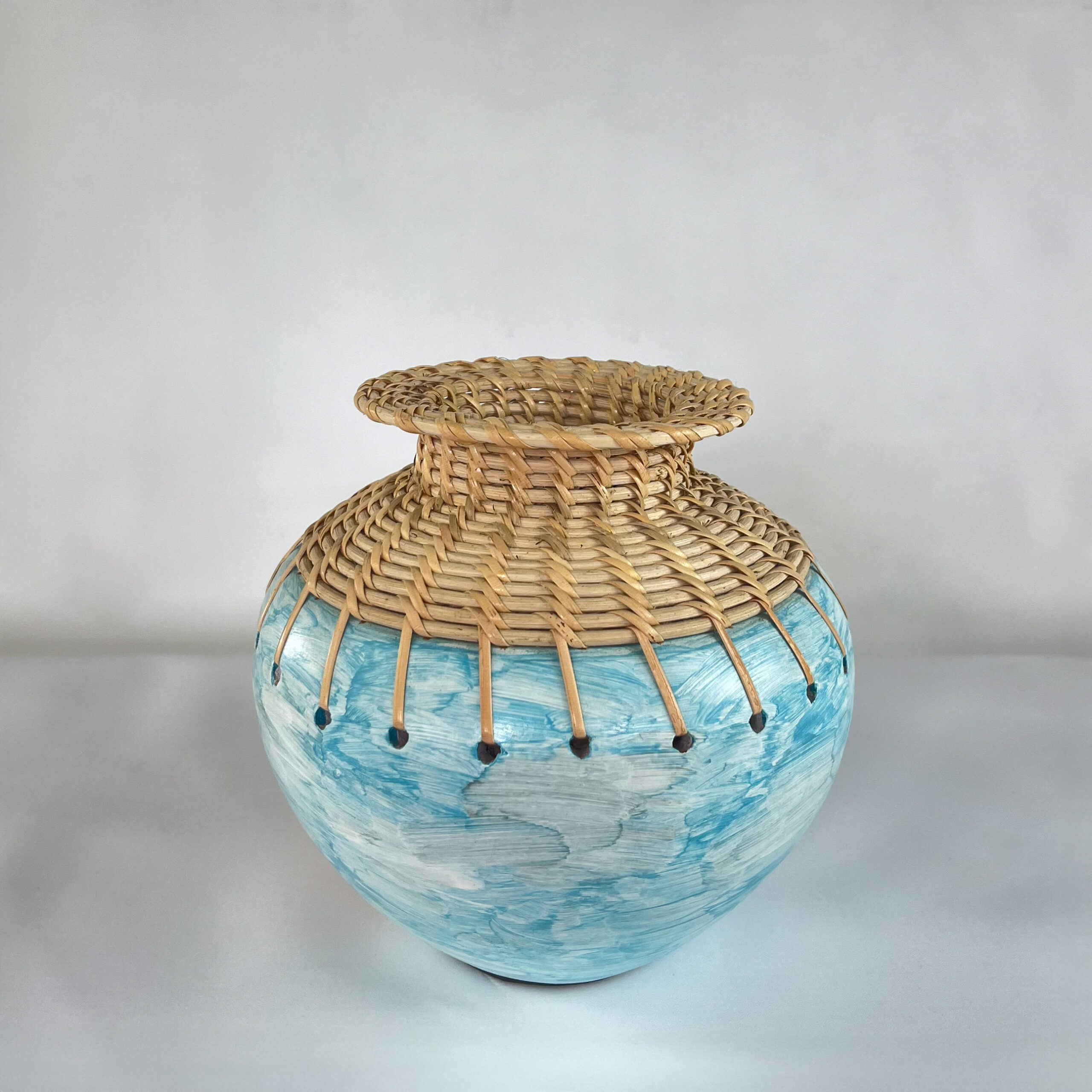 "Lombok" Handcrafted Rattan & Ceramic Vase | Global Eclectic Decor Vase | SV03 - Image 6
