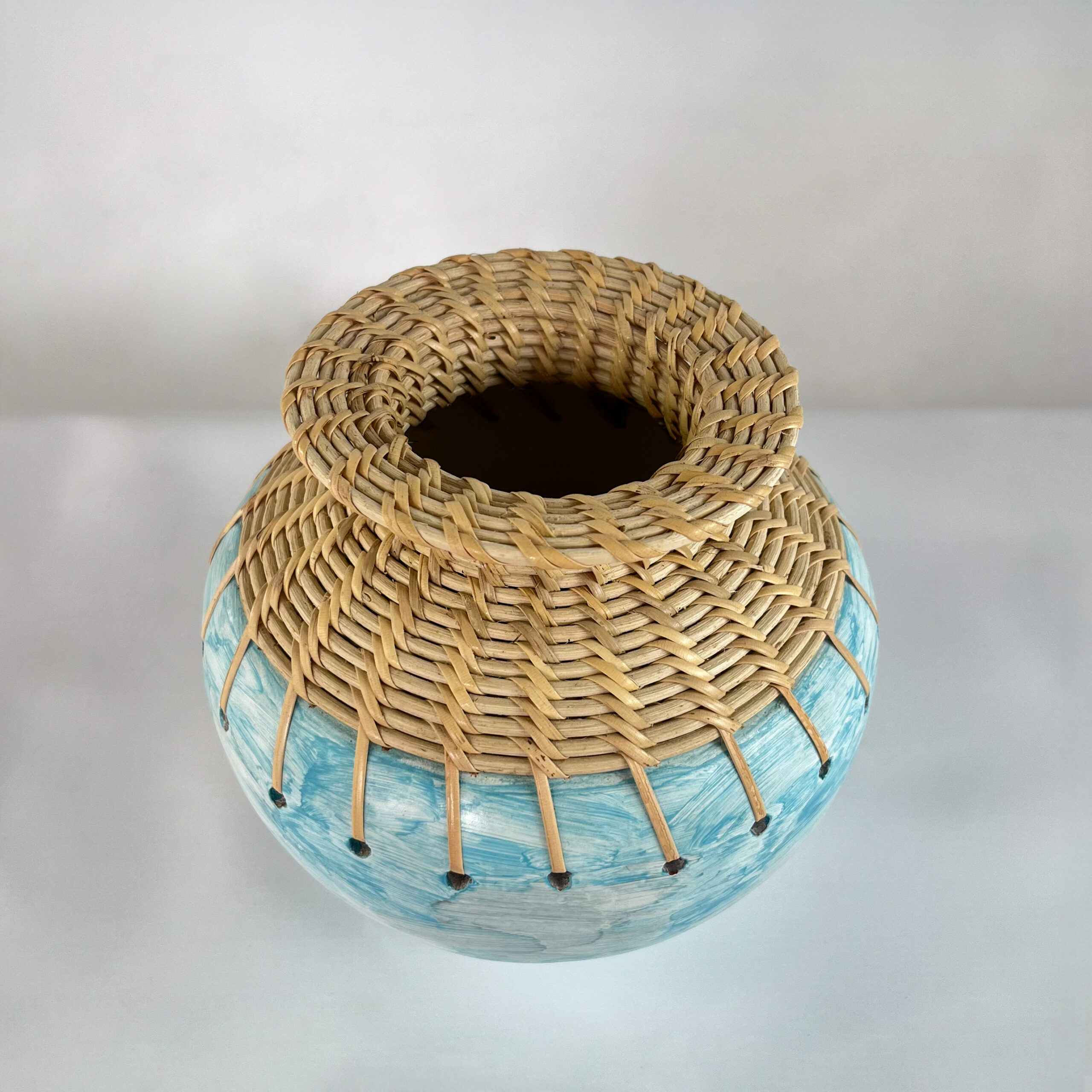 "Lombok" Handcrafted Rattan & Ceramic Vase | Global Eclectic Decor Vase | SV03 - Image 7