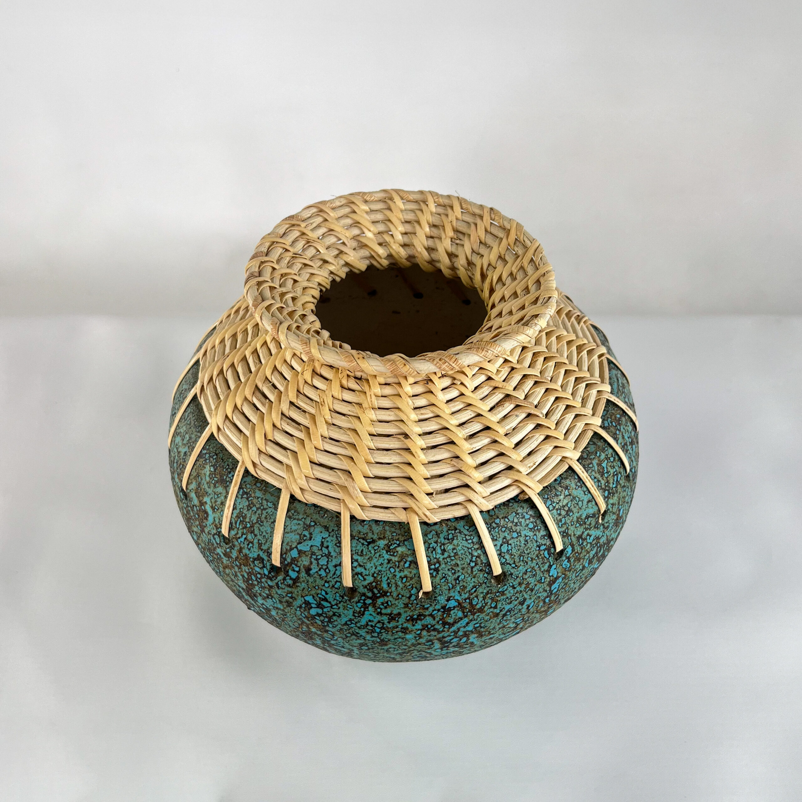"Lombok" Handcrafted Rattan & Ceramic Vase | Global Eclectic Decor Vase | SV03 - Image 2