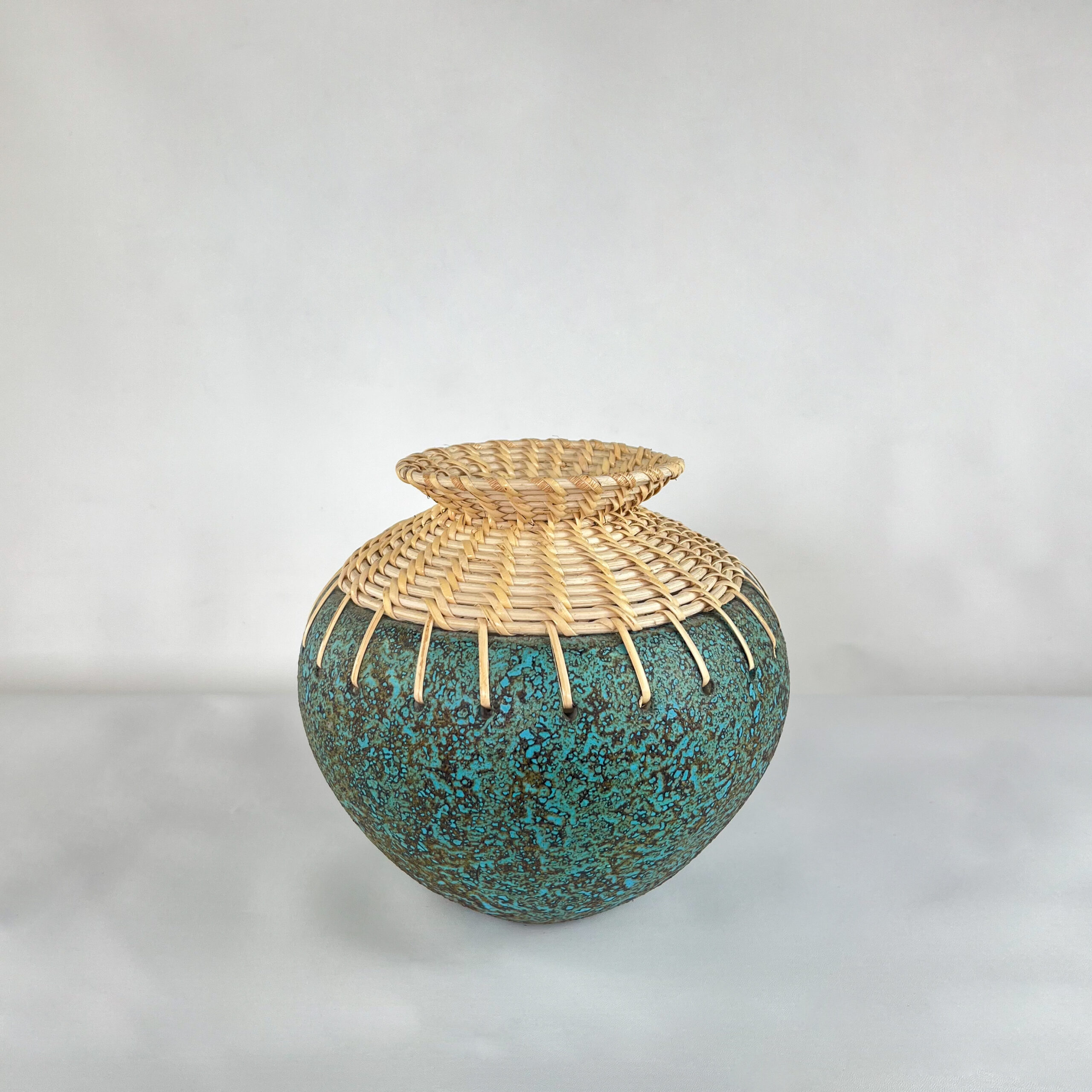 "Lombok" Handcrafted Rattan & Ceramic Vase | Global Eclectic Decor Vase | SV03 - Image 4