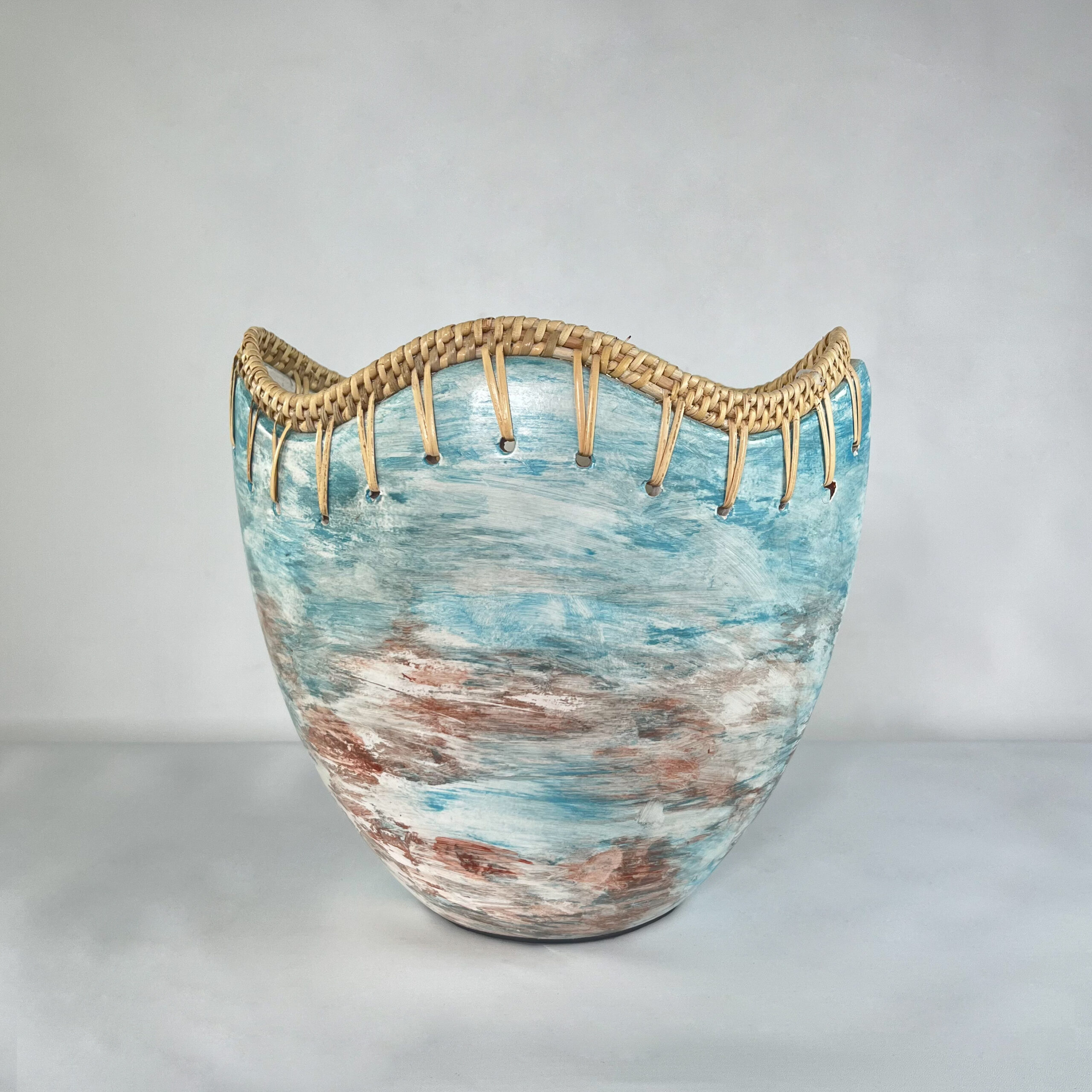 Statement Art Vase with Scalloped Edge | Large Decorative Vessel for Entryway | SV05 - Image 4