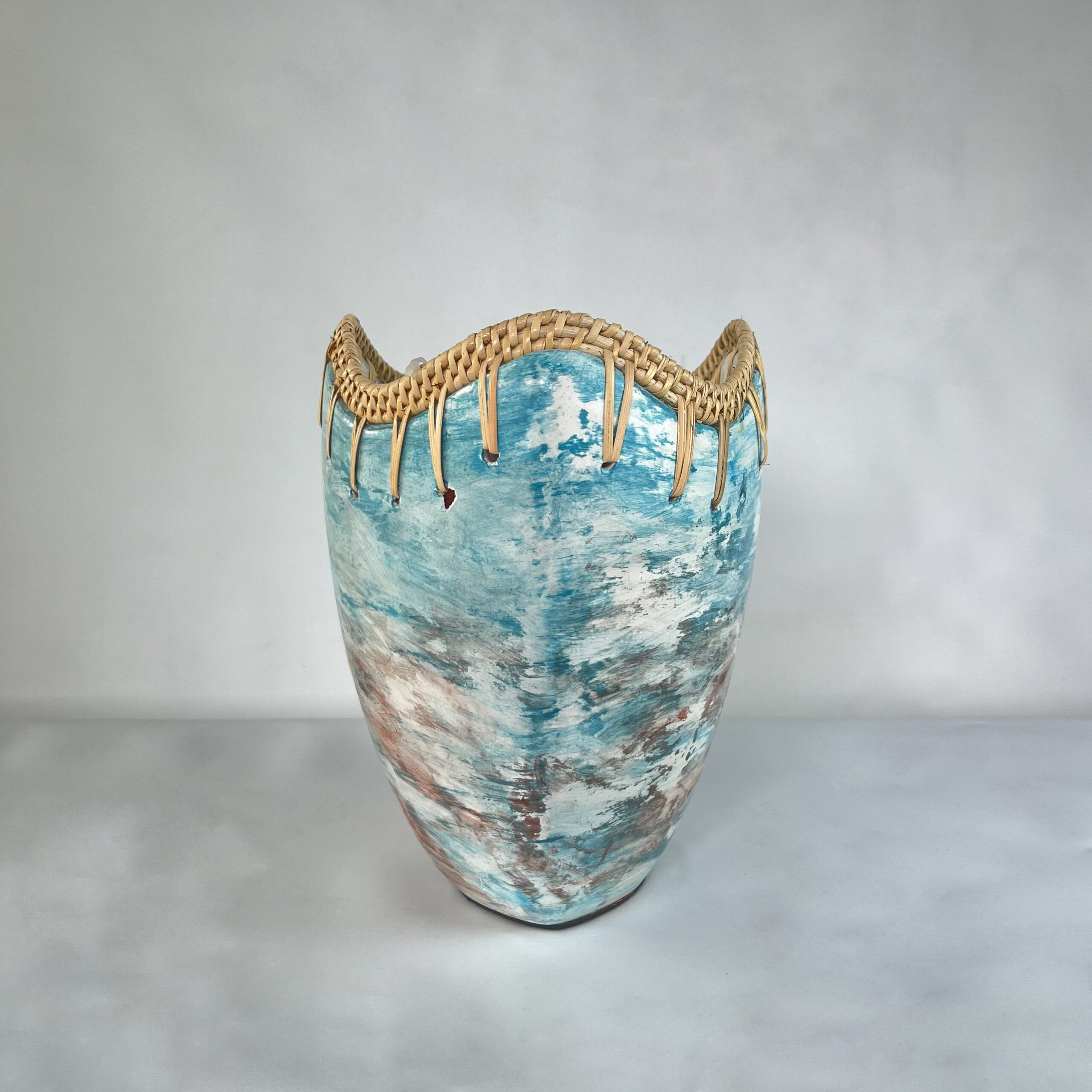 Statement Art Vase with Scalloped Edge | Large Decorative Vessel for Entryway | SV05 - Image 6