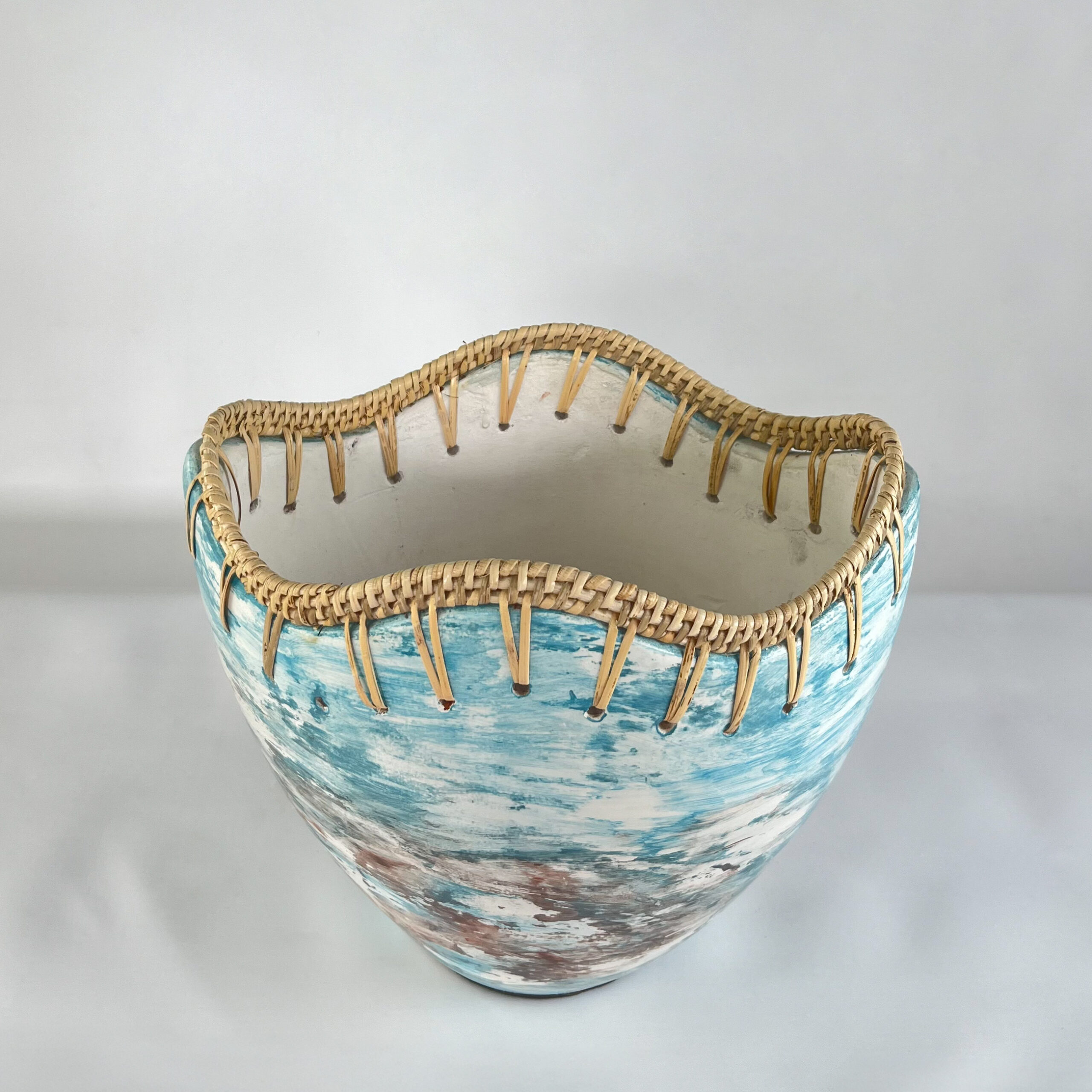 Statement Art Vase with Scalloped Edge | Large Decorative Vessel for Entryway | SV05 - Image 2