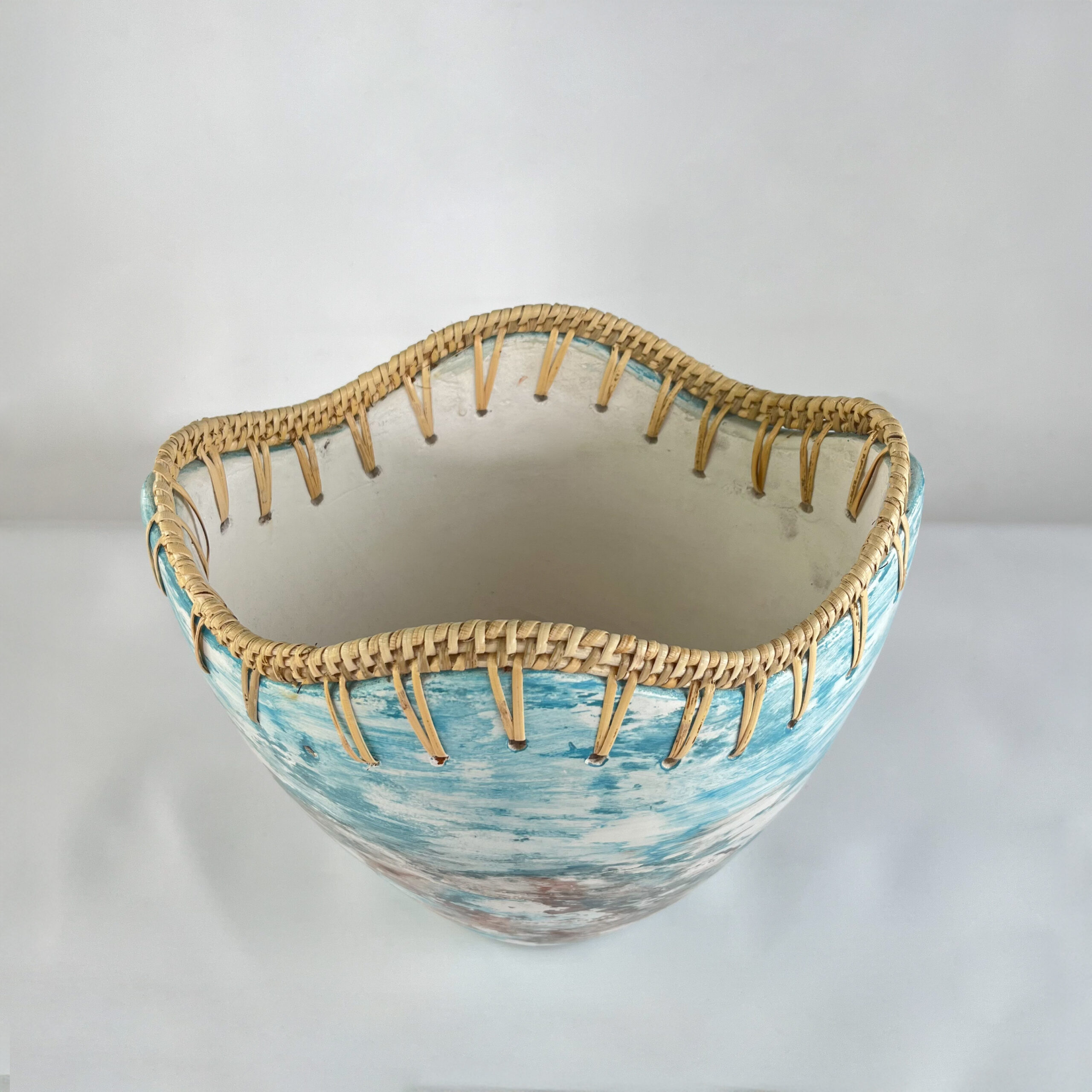 Statement Art Vase with Scalloped Edge | Large Decorative Vessel for Entryway | SV05 - Image 3