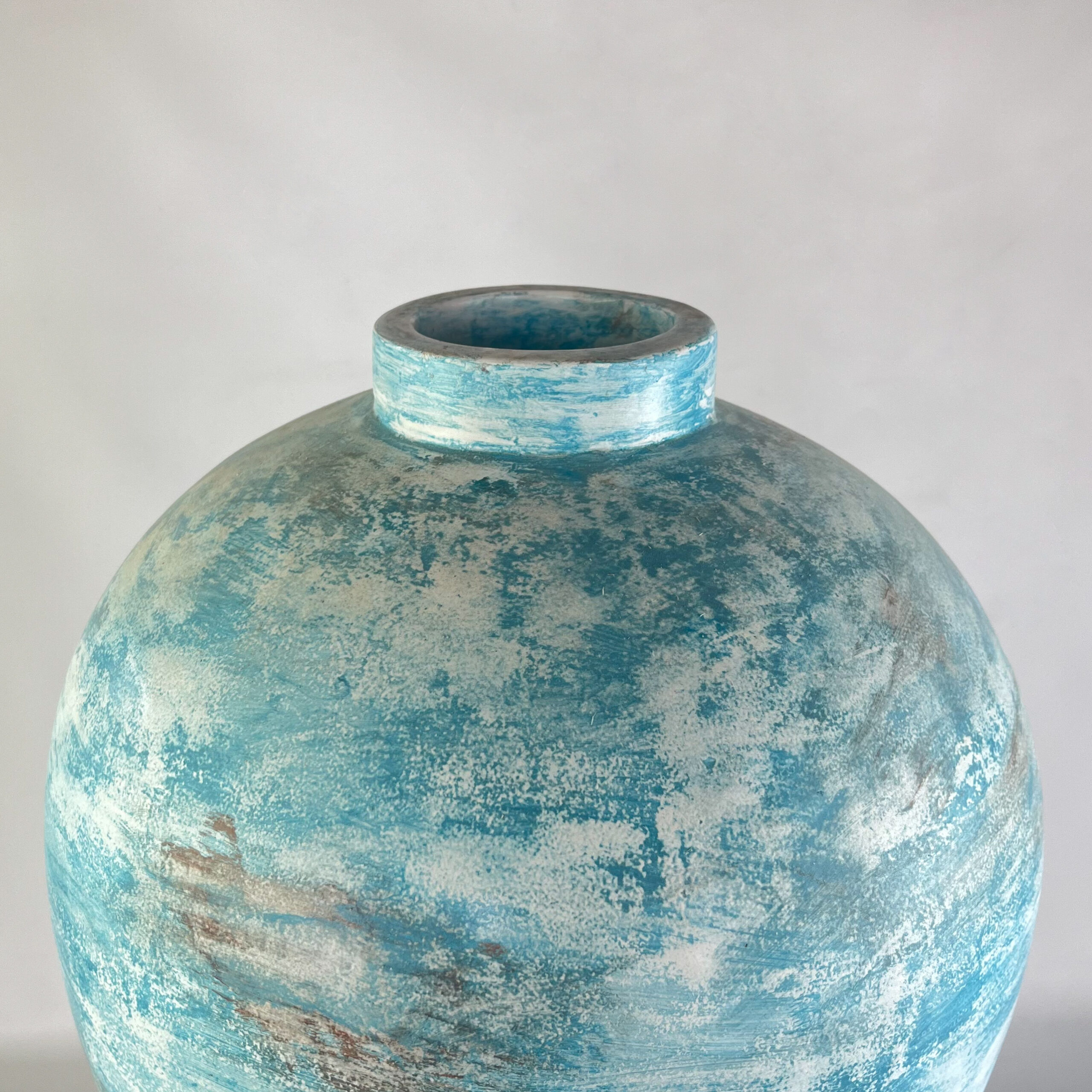 Tall Coastal Farmhouse Vase for Floor Decor | Large Hand-Painted Pottery Jar | SV08 - Image 6