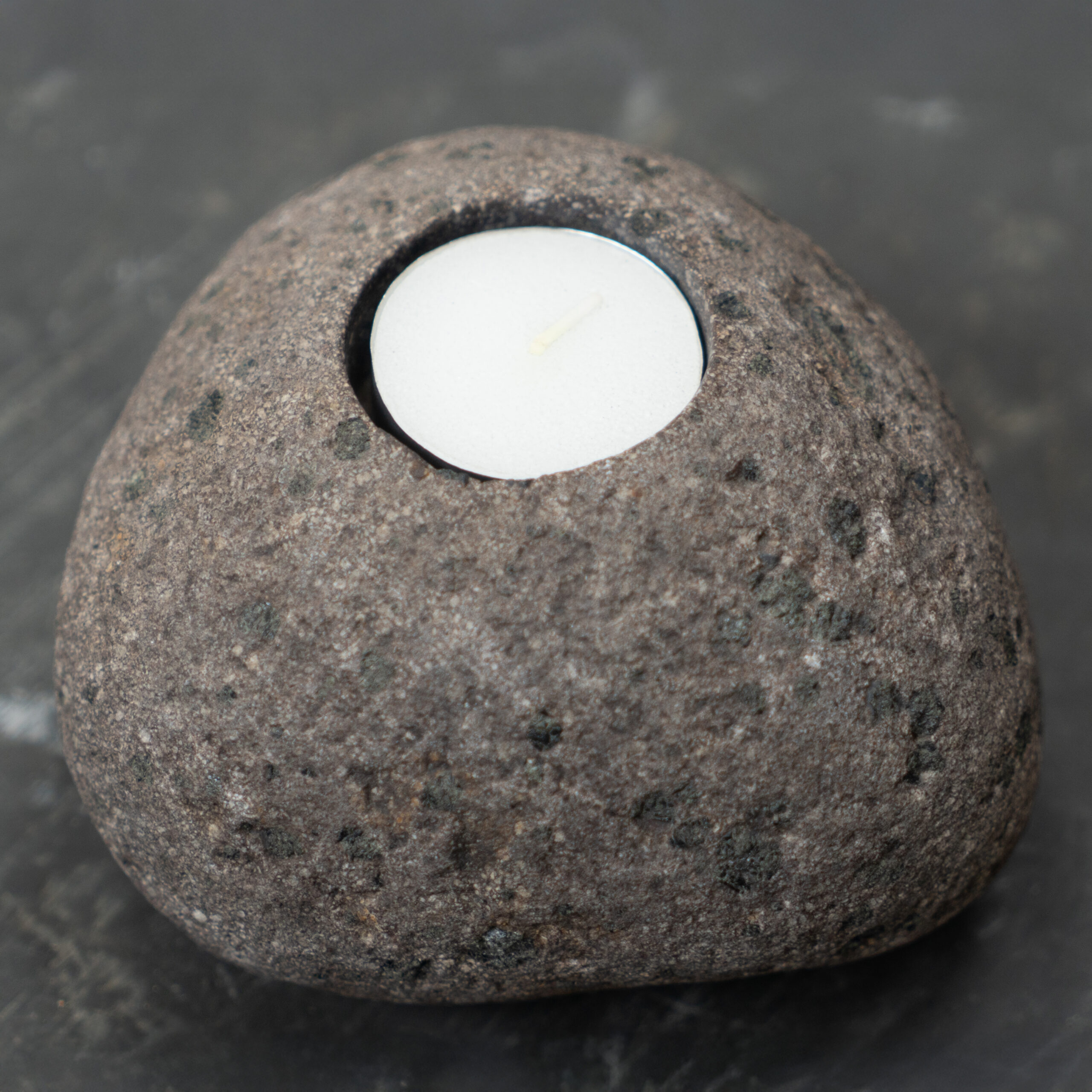 Candle Holder River Stone 1 Hole - Image 2
