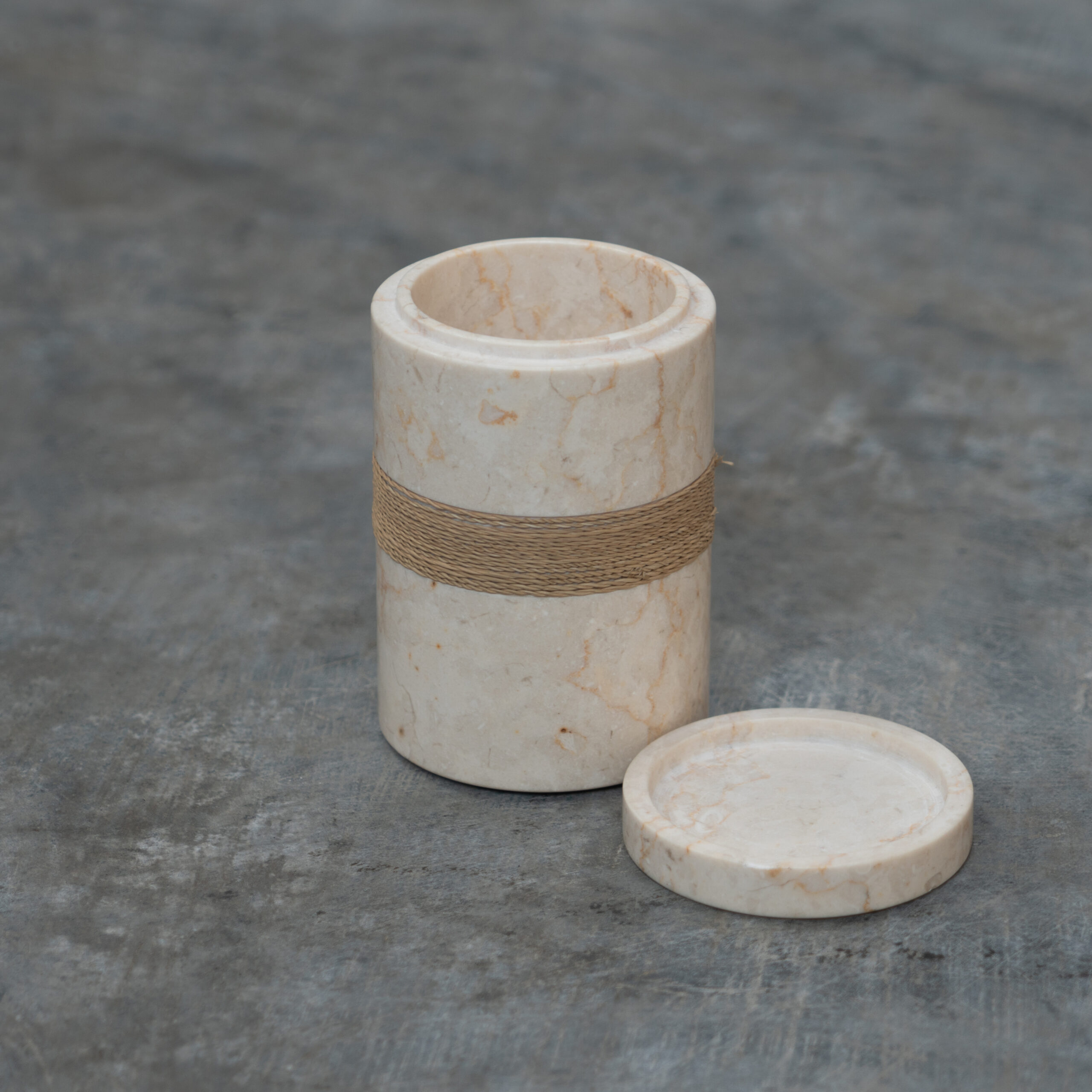 Canister White Marble Round