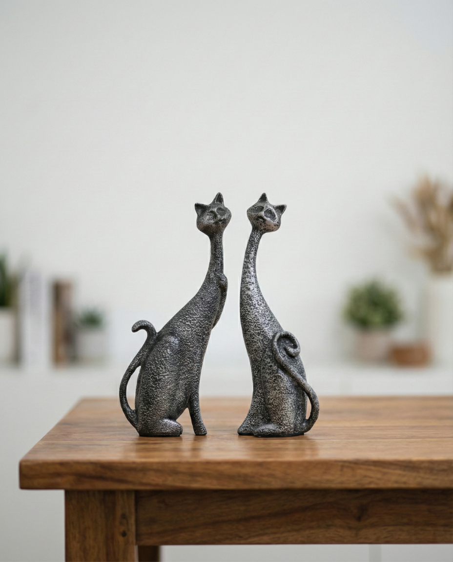 Long Neck Cat Statue H.24 cm FIG12