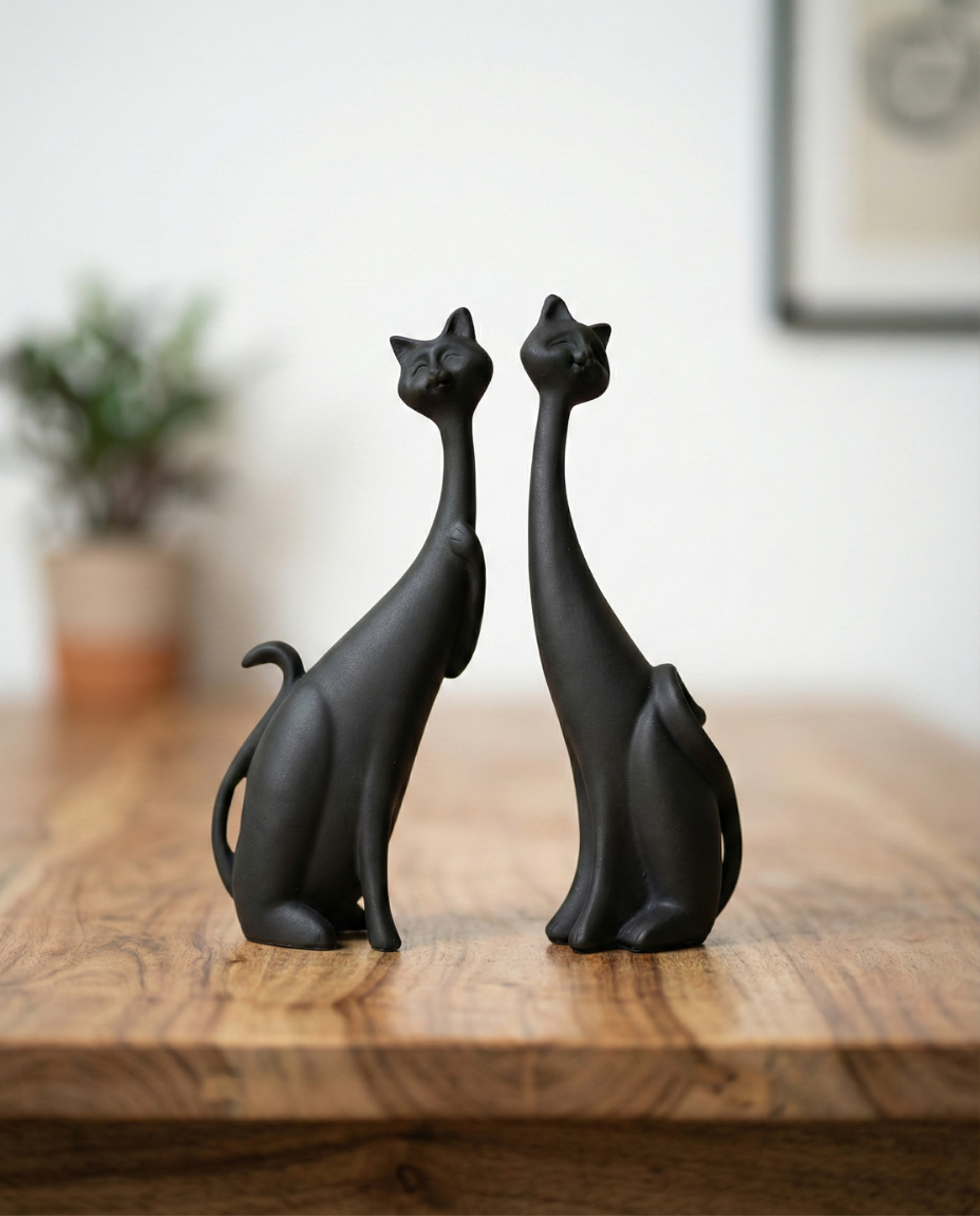 Long Neck Cat Statue H.24 cm FIG12 - Image 2
