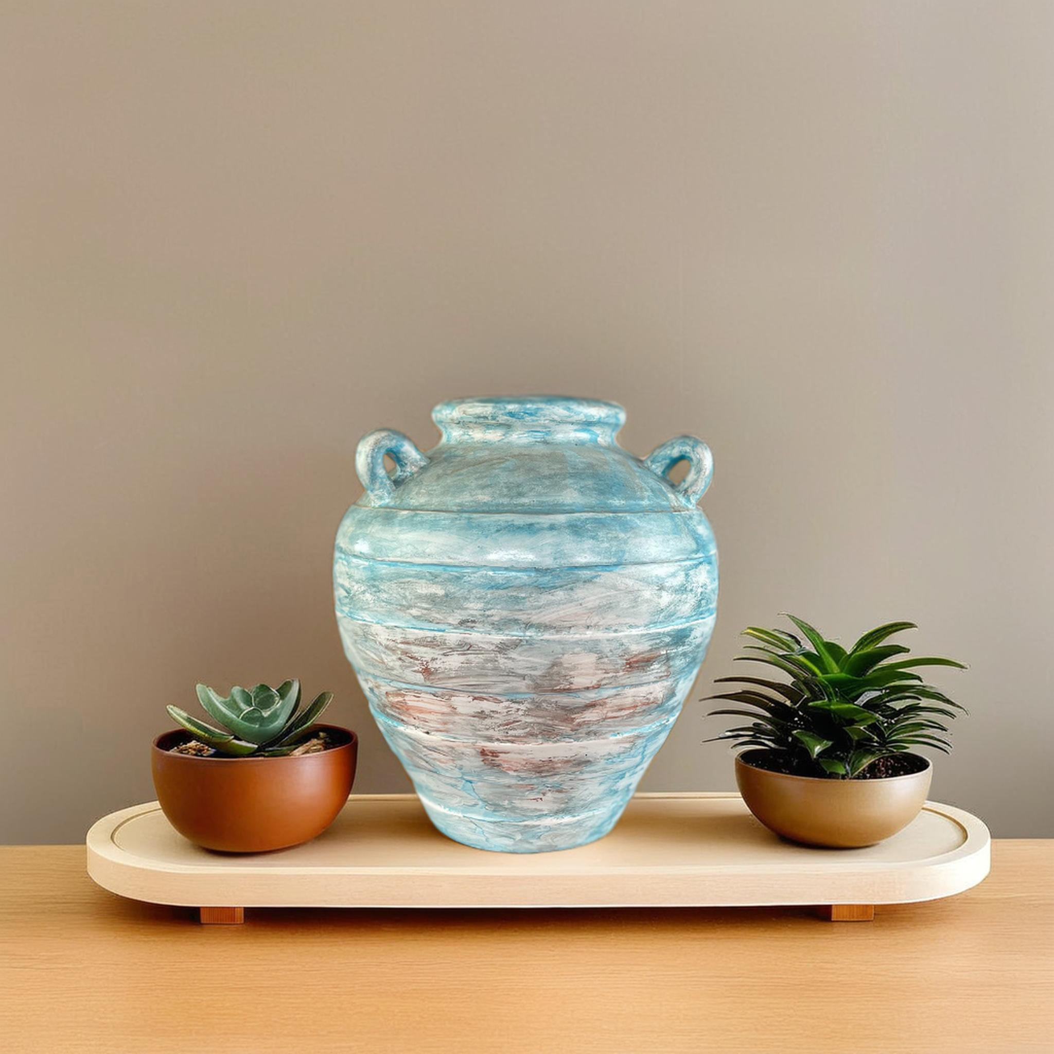 Rustic Verdigris & Coastal Patina Urn | Handcrafted Statement Vase | SV10