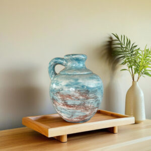 Aged Stone & Terracotta Handled Vase | Wabi-Sabi Rustic Pottery Jug | SV09