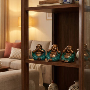 Set of 3 Little Laughing Buddha Green