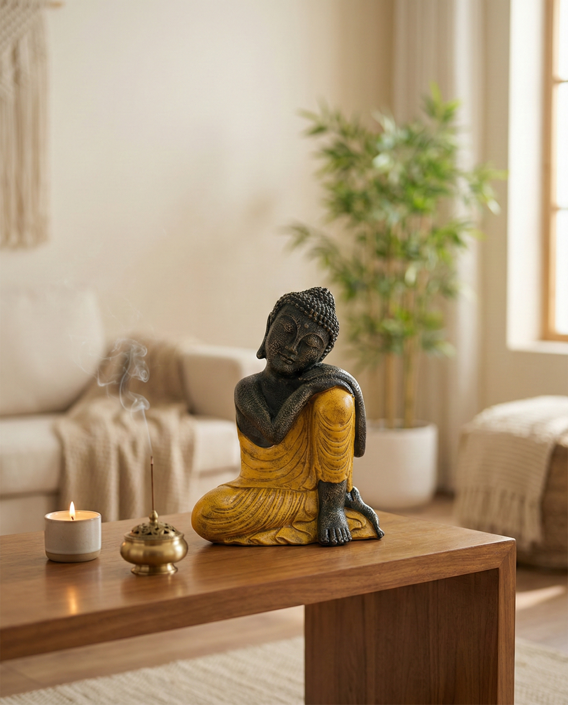 Closed Eye Buddha Resting On Knee H.45 cm - Image 4