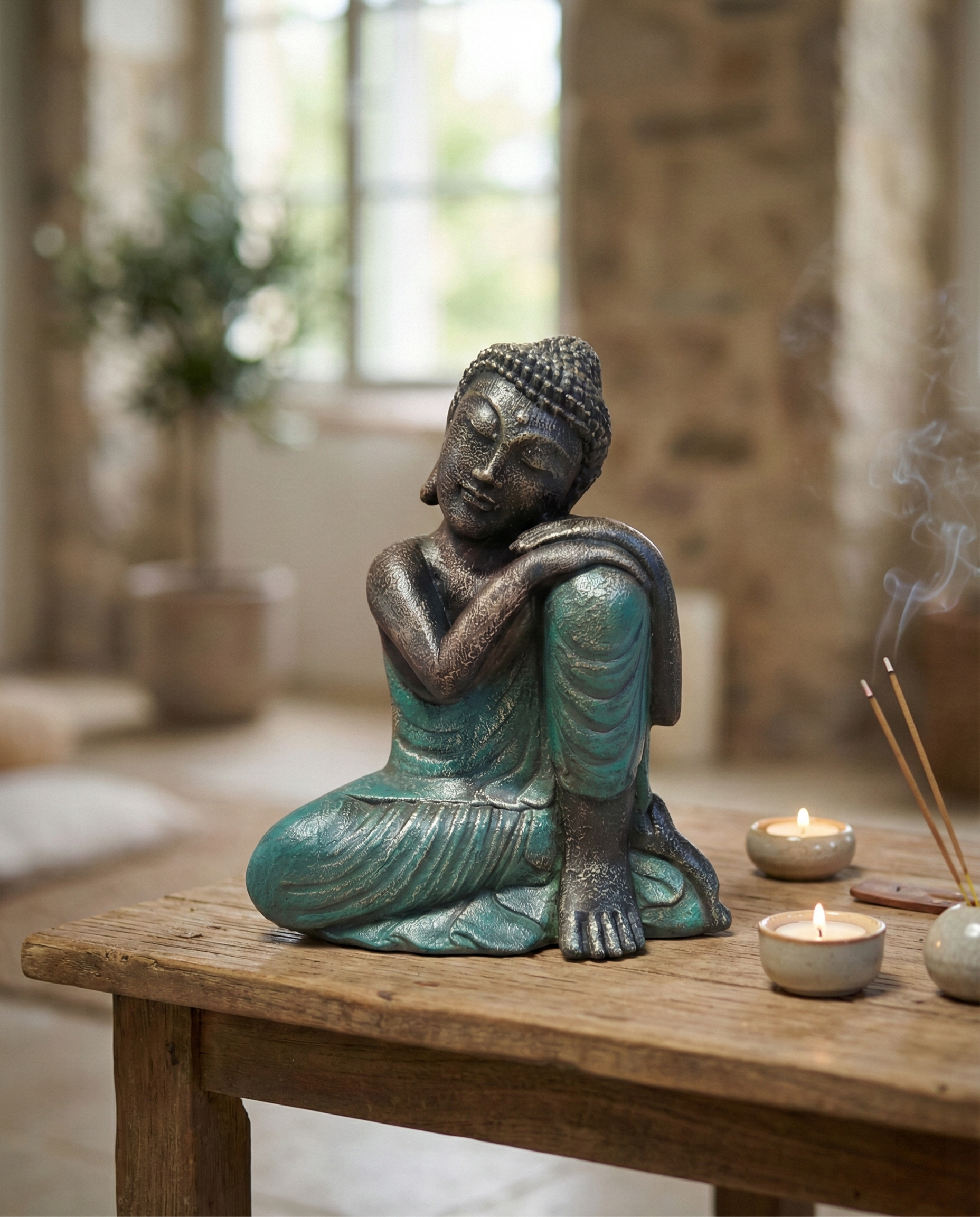 Closed Eye Buddha Resting On Knee H.45 cm - Image 6