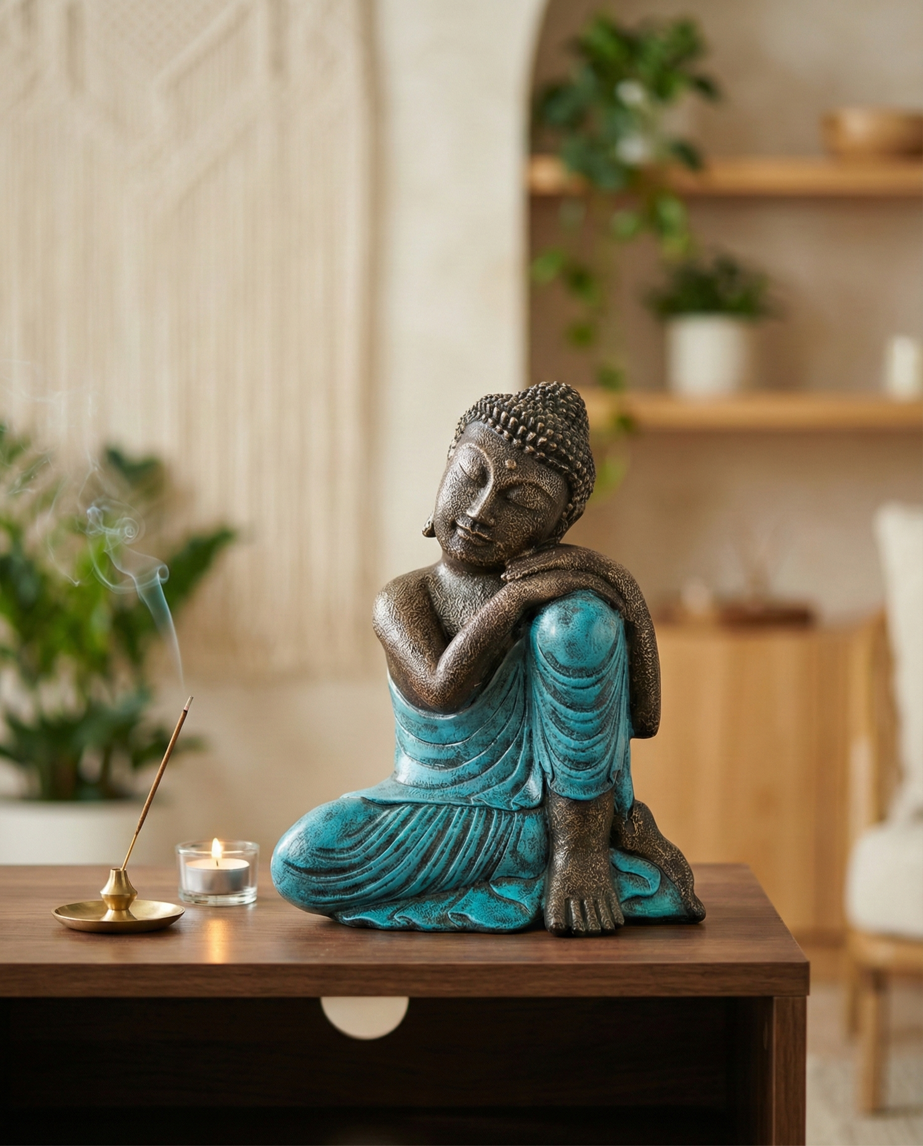 Closed Eye Buddha Resting On Knee H.45 cm